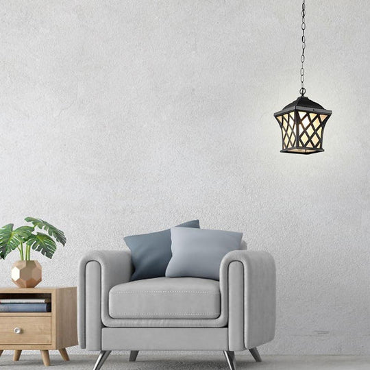 Classic Electroplated Metal Glass Lantern Traditional Pendant Light