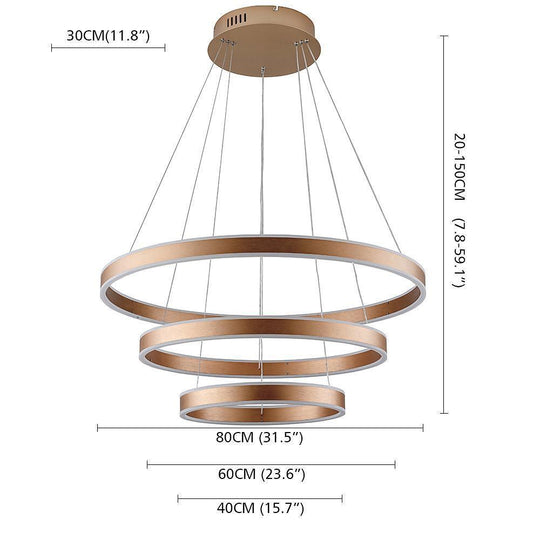 Modern Circle Foyer Chandelier – Adjustable 3-Ring LED Light
