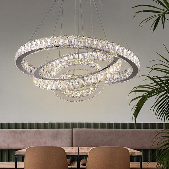 Interwoven Circle Crystal LED Chandelier with Dimmable Rings
