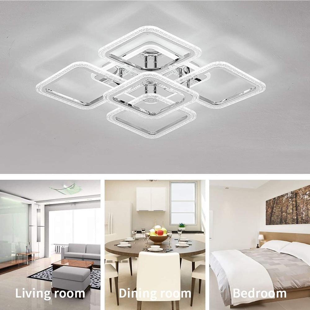 5-Square LED Modern Flush Mount Ceiling Light – Layered Geometric Design