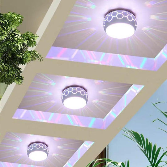 Globe Flush Mount Drum LED Ceiling Light for Hallway and Entryway