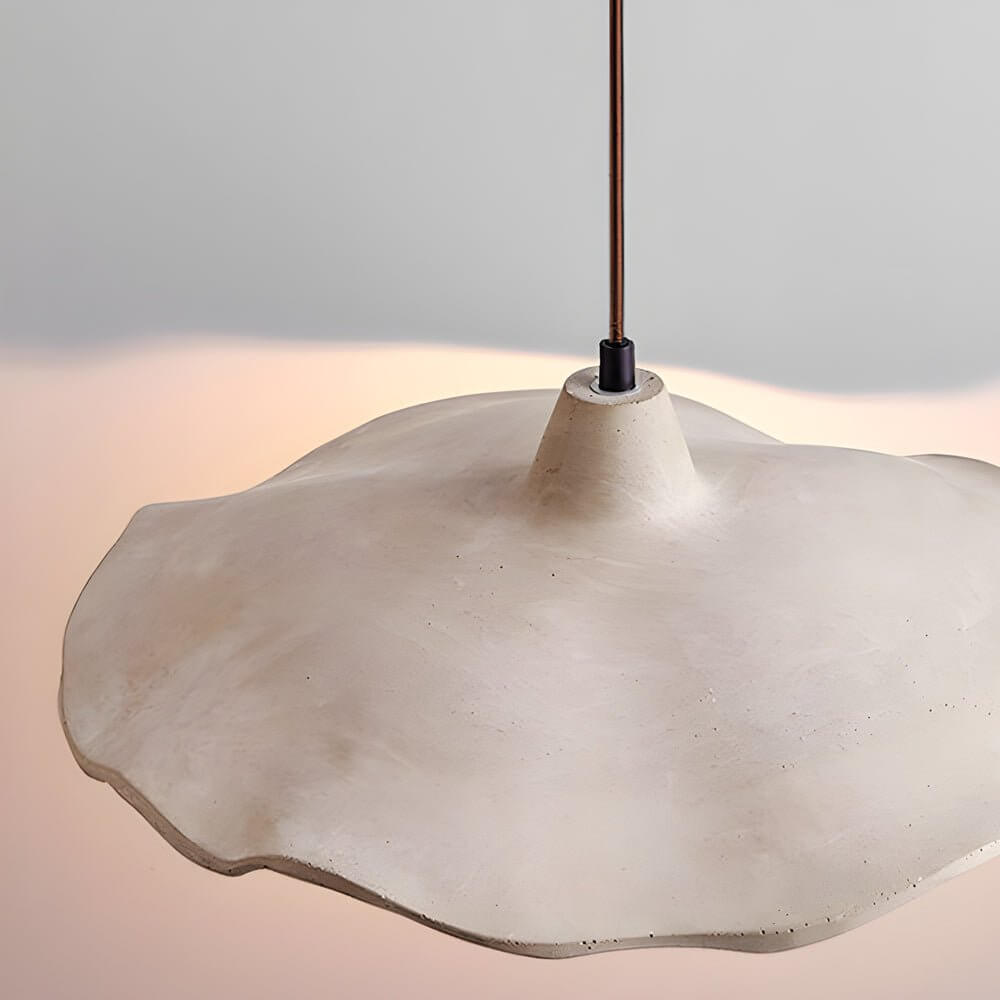 Japanese 1-Light Cement Wavy Pendant Light
