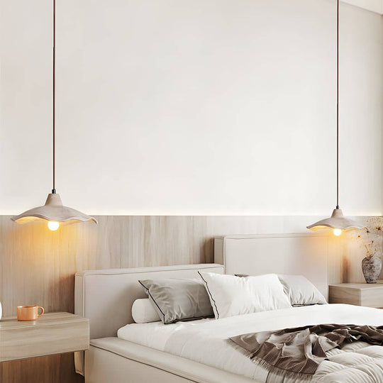 Japanese 1-Light Cement Wavy Pendant Light