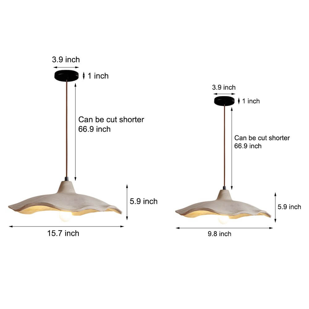 Japanese 1-Light Cement Wavy Pendant Light