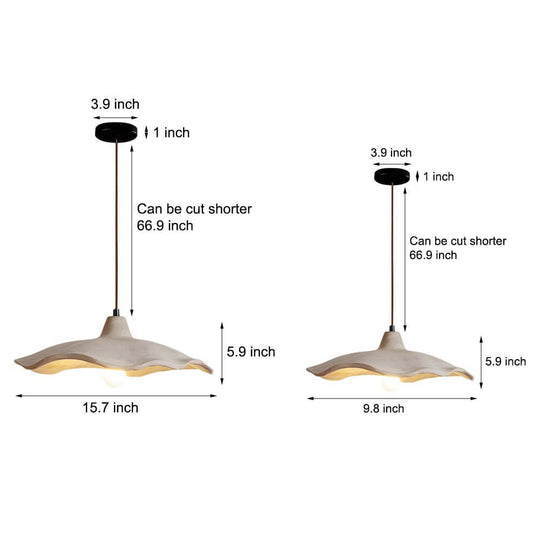Japanese 1-Light Cement Wavy Pendant Light
