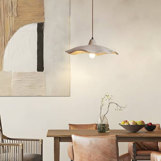 Japanese 1-Light Cement Wavy Pendant Light