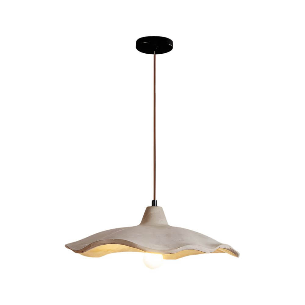 Japanese 1-Light Cement Wavy Pendant Light