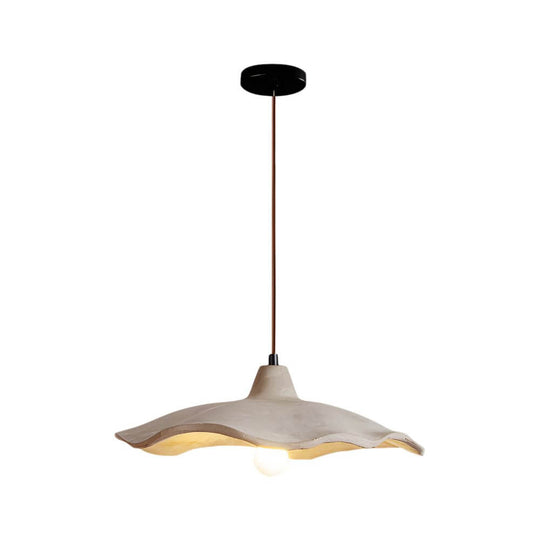 Japanese 1-Light Cement Wavy Pendant Light