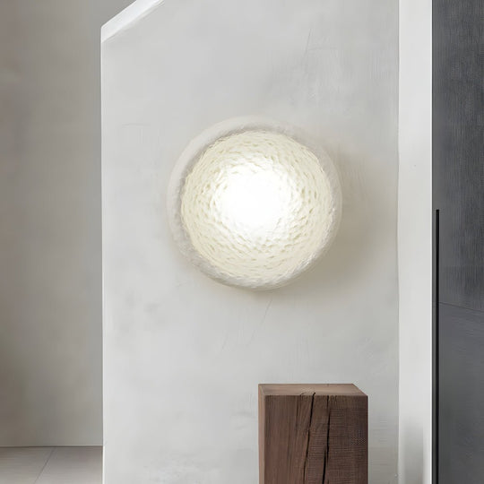 Japanese White Round 1-Light Wall Sconce – 3 Sizes