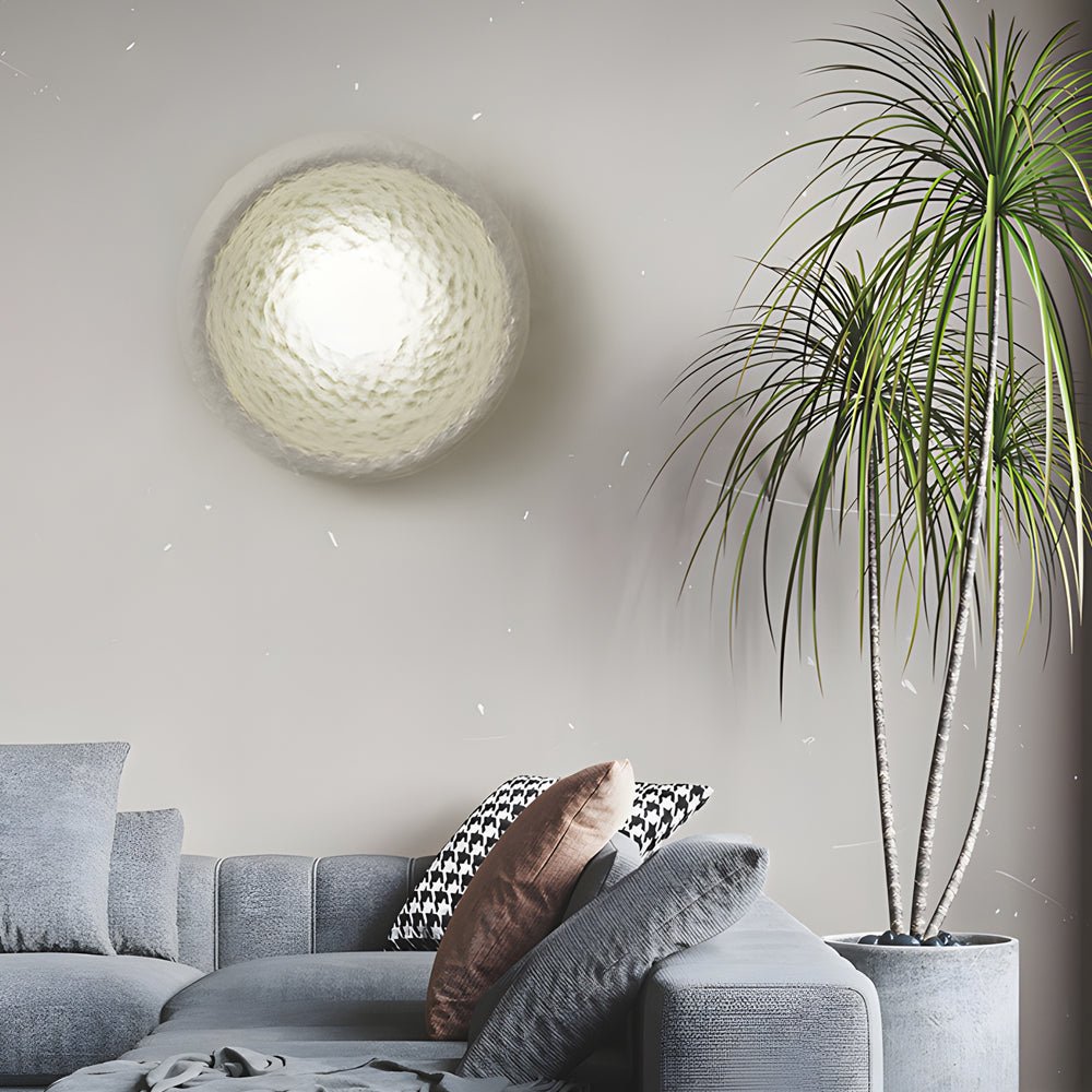 Japanese White Round 1-Light Wall Sconce – 3 Sizes