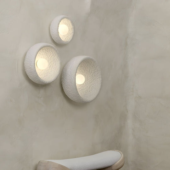 Japanese White Round 1-Light Wall Sconce – 3 Sizes