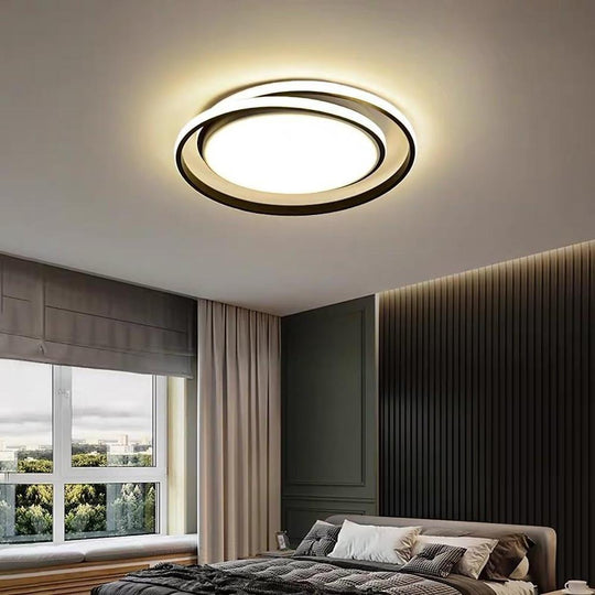 Creative Circular LED Modern Black Gold Flush Mount Ceiling Light