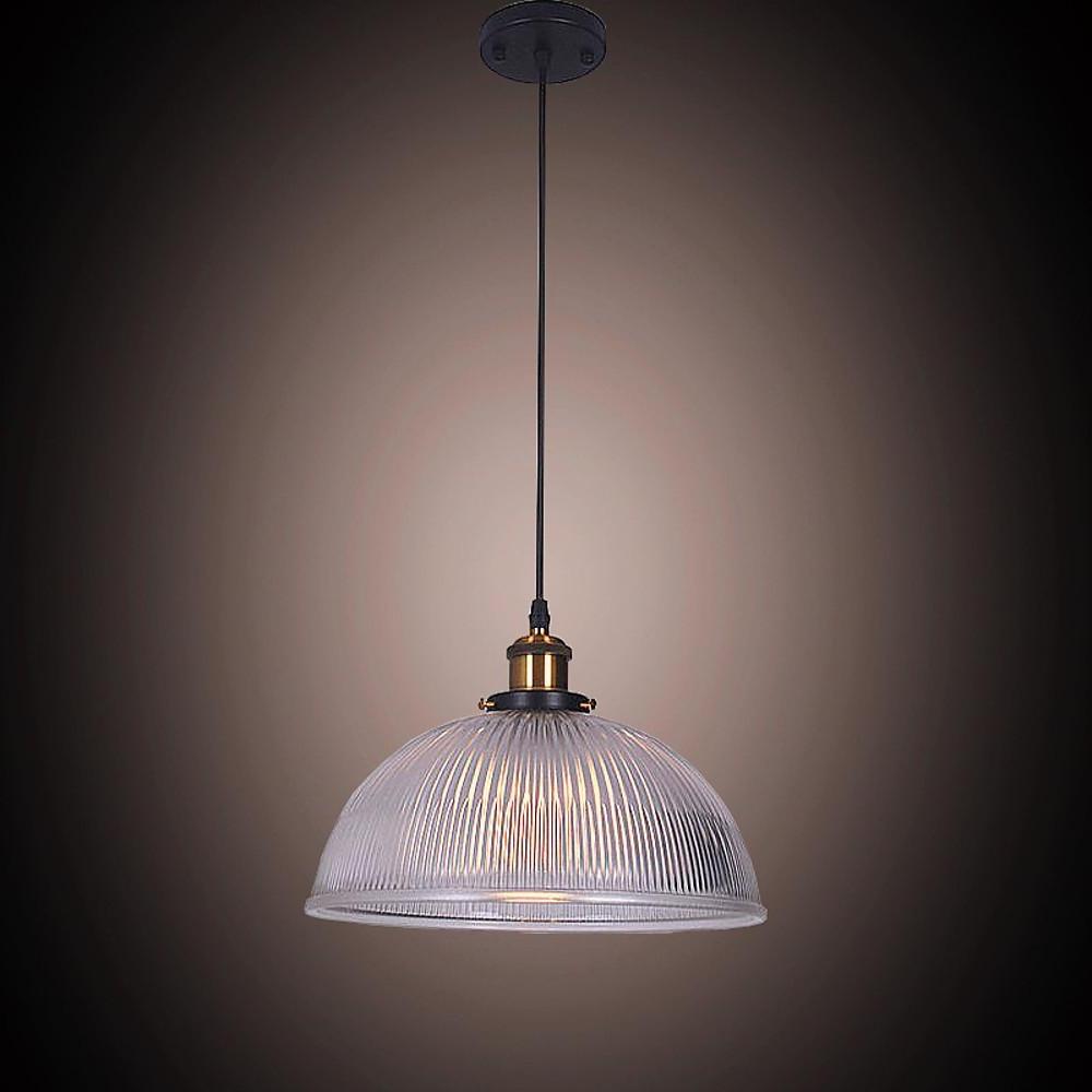 Electroplated Metal Glass Bowl-Shaped LED Vintage Pendant Light