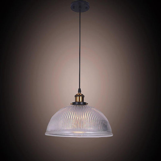 Electroplated Metal Glass Bowl-Shaped LED Vintage Pendant Light