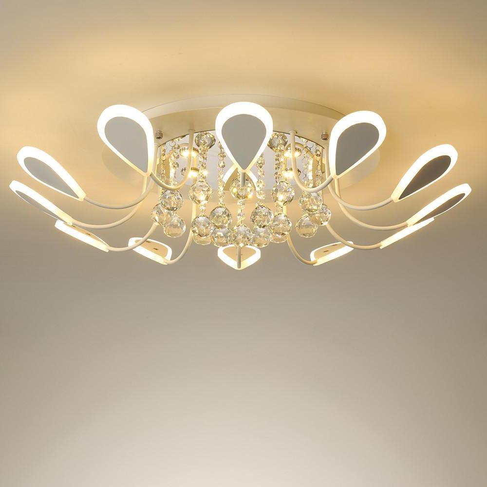 Creative Flower Shaped Dimmable LED Crystal Modern Ceiling Light