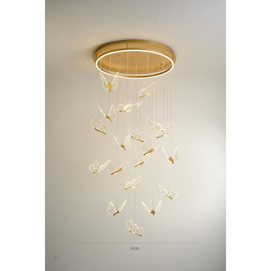 Butterfly Shapes – Acrylic Metal LED Pendant Chandelier for Living Rooms and High Ceilings