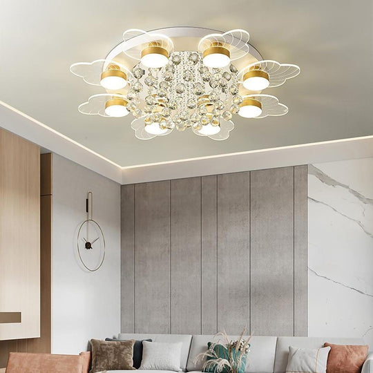 8-Light Flower Design Traditional LED Flush Mount Ceiling Light