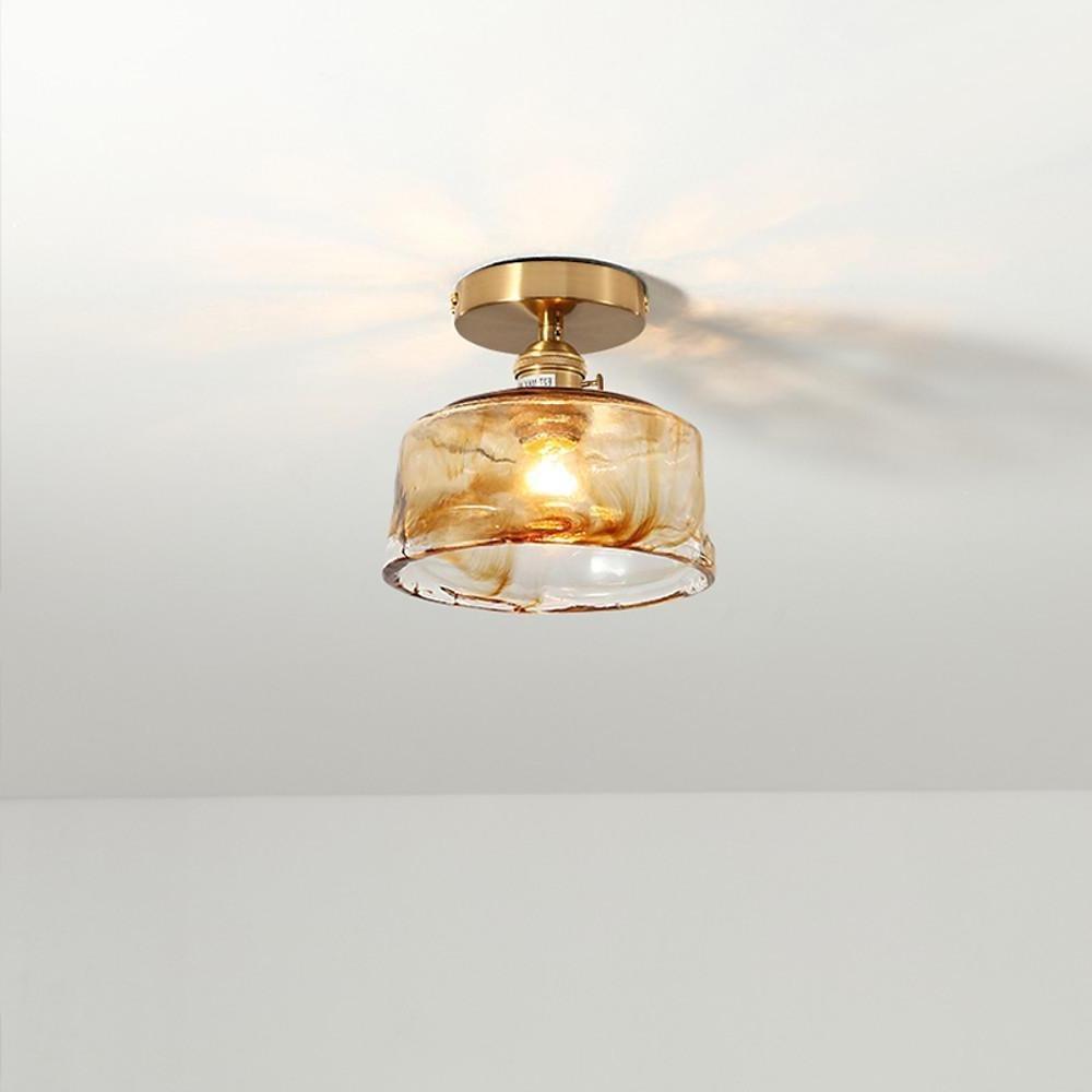Creative Glass Lantern LED Electroplated Nordic Semi Flush Mount Ceiling Light