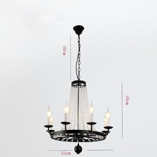 Empire Wagon Wheel Chandelier with Crystal Accents – 8/10/12 Lights