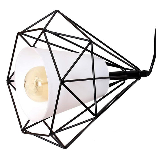 Geometrical Lantern Classic Island Pendant Light Metal Fabric Ceiling Light