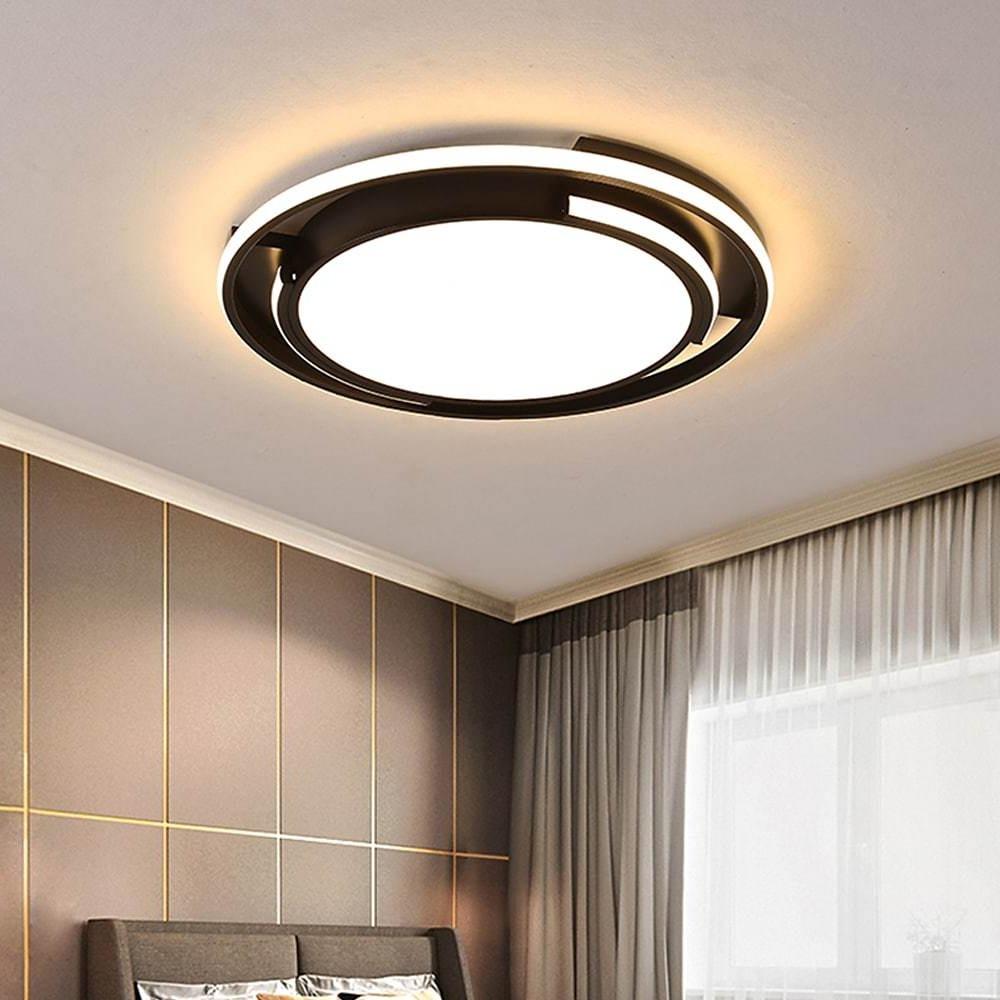 Circular Design Dimmable LED Black Nordic Ceiling Light Flush Mount Lamp