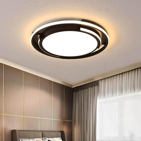 Circular Design Dimmable LED Black Nordic Ceiling Light Flush Mount Lamp