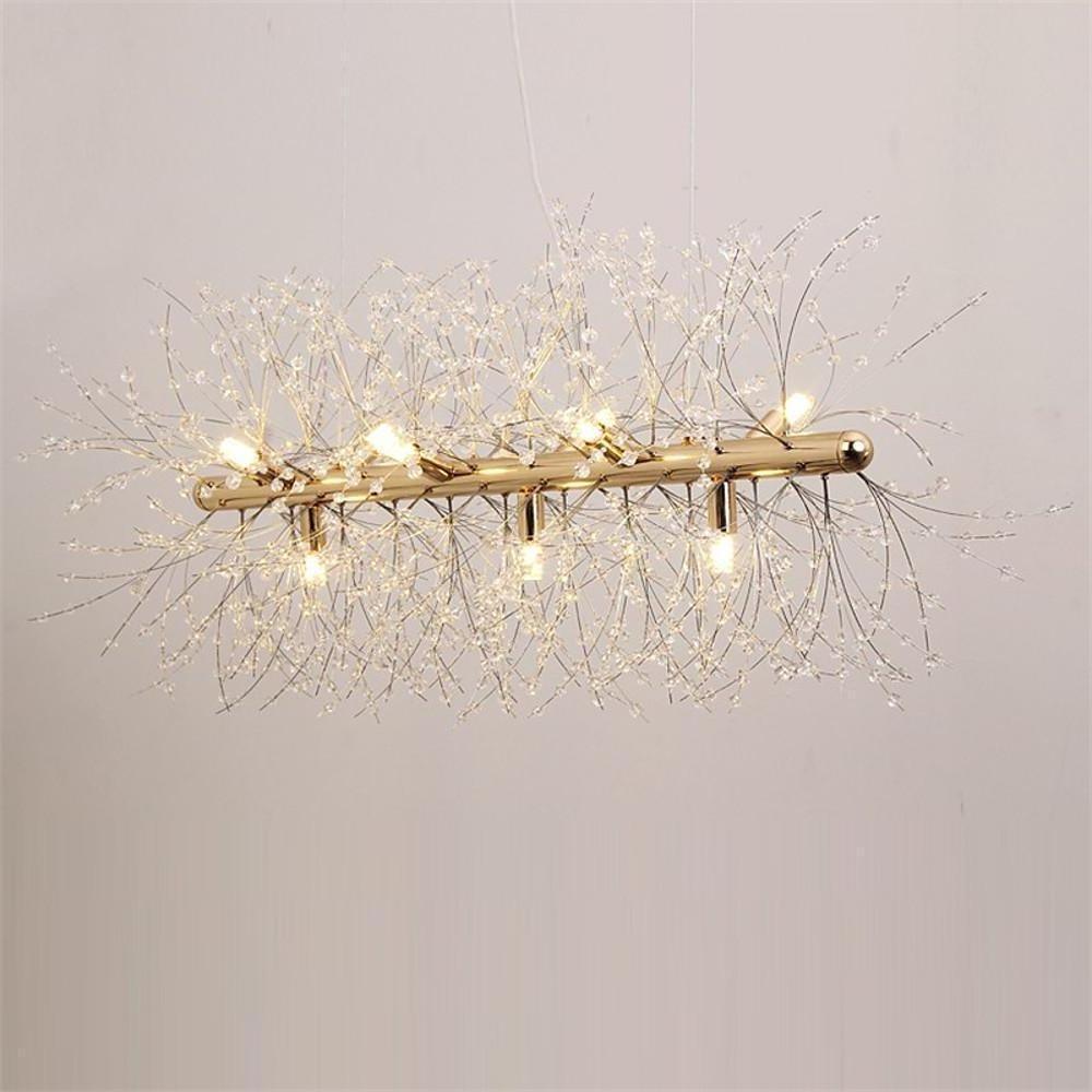 Luxury Modern LED Pendant Light – Electroplated Metal & Crystal Branch Design