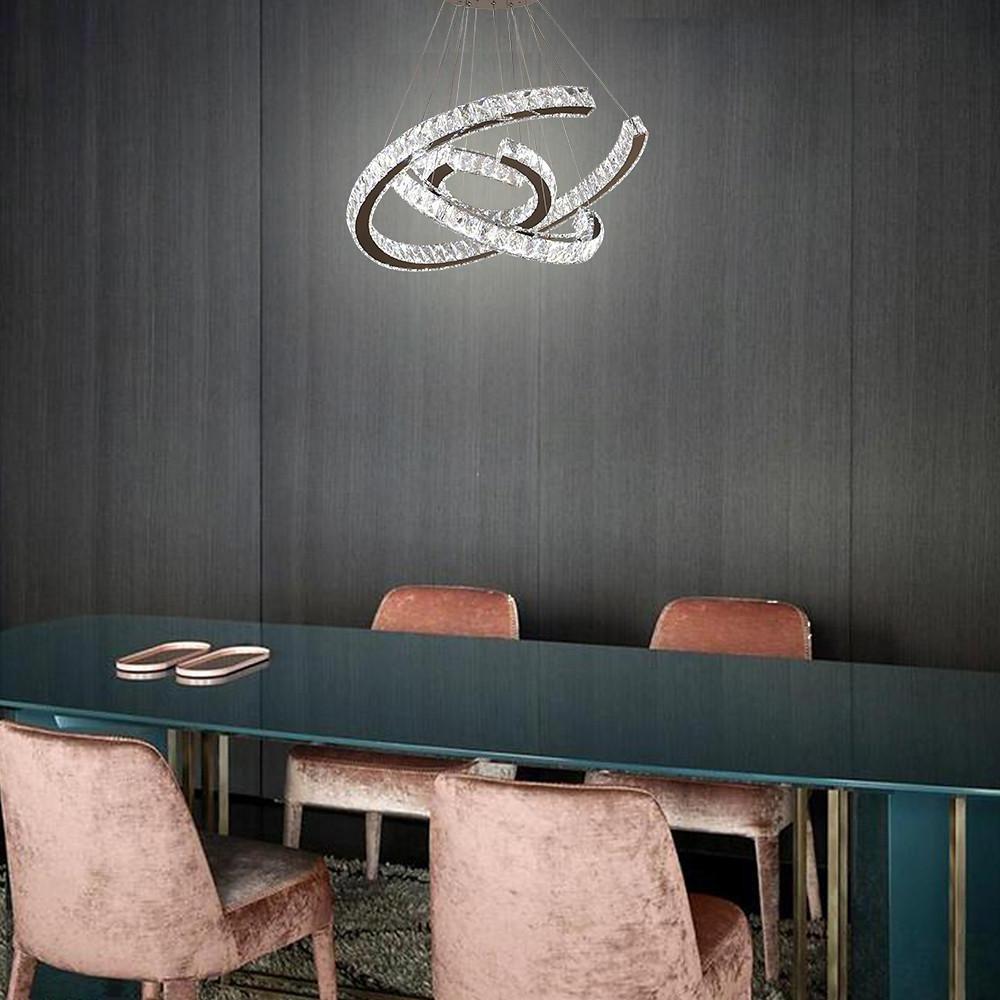 Wave LED Crystal Stainless Steel Chandelier