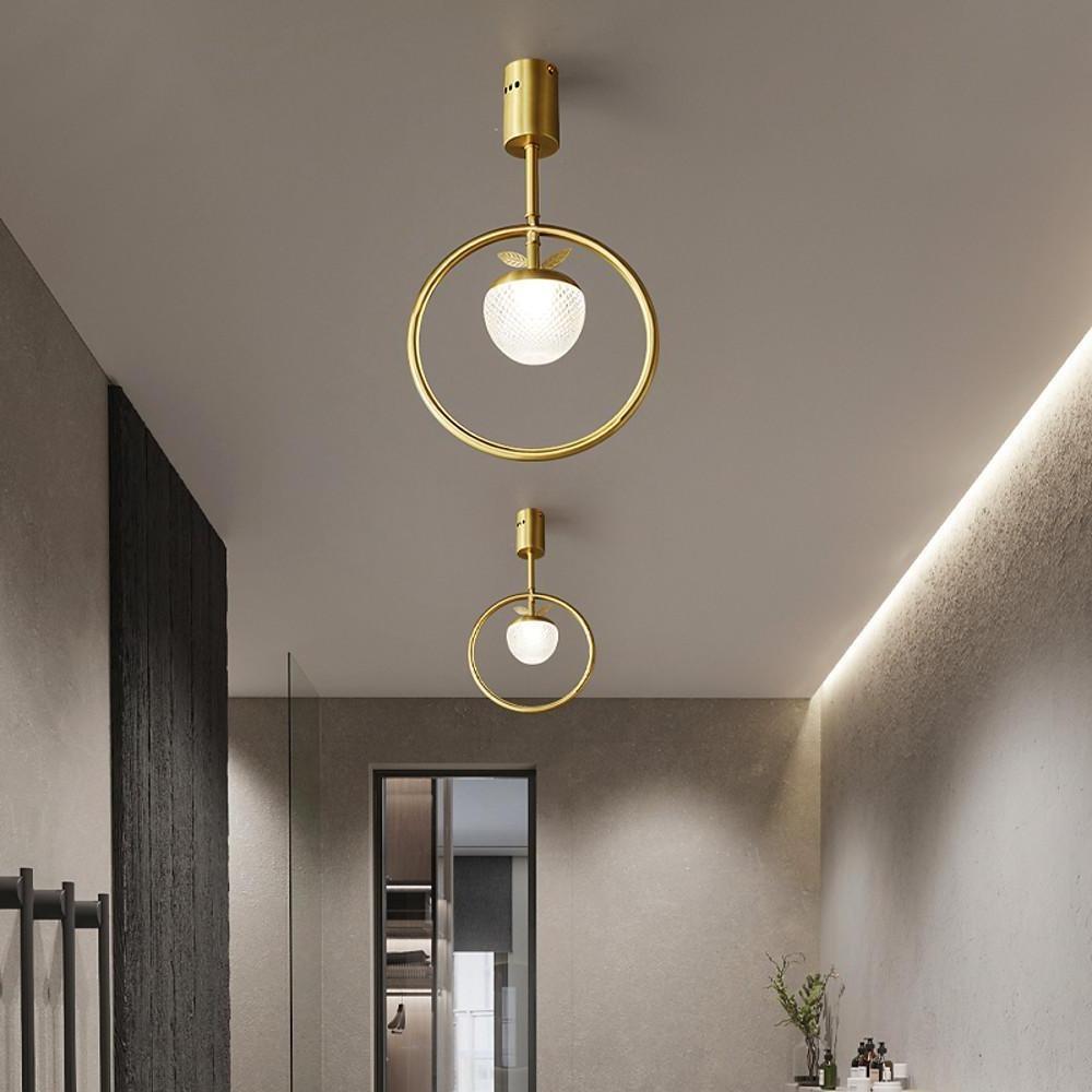 Circle LED Gold Flush Mount Ceiling Light – Modern Nordic Acrylic & Copper Design