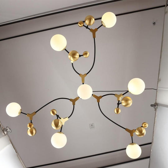 Gold Sputnik 7-Light LED Chandelier with Glass Shades