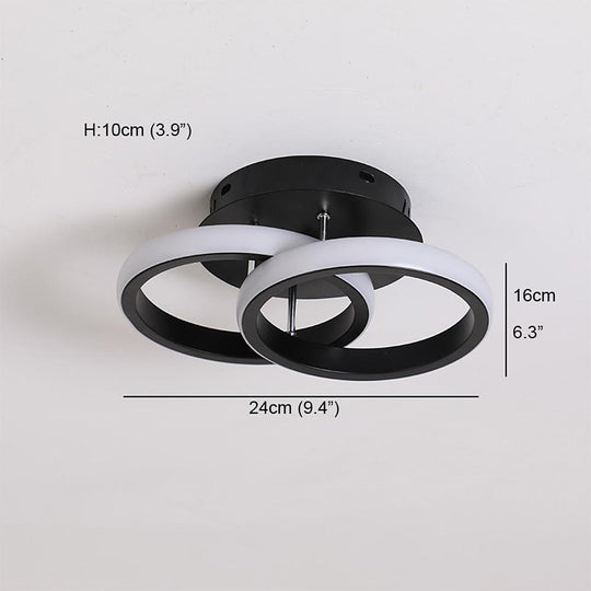 2-Circle Metal LED Flush Mount Ceiling Light