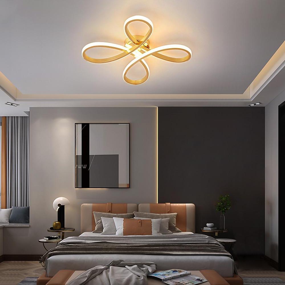 Linear Flower Shaped LED Gold Modern Ceiling Light Flush Mount Lamp