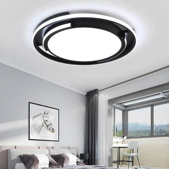 Circular Design Dimmable LED Black Nordic Ceiling Light Flush Mount Lamp