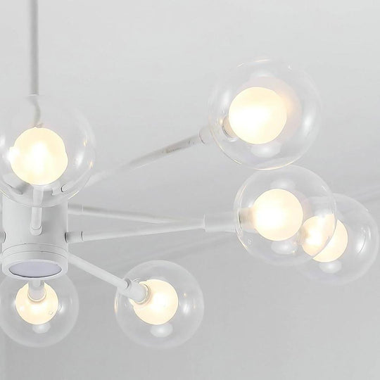 10-Light Glass LED White Contemporary Chandelier Pendant Light