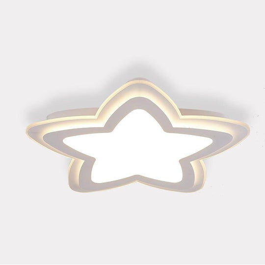 Star Shape Metal Flush Mount White LED Ceiling Light