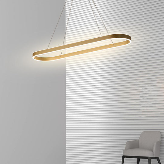 Rounded Rectangle LED Dimmable Modern Pendant Chandelier