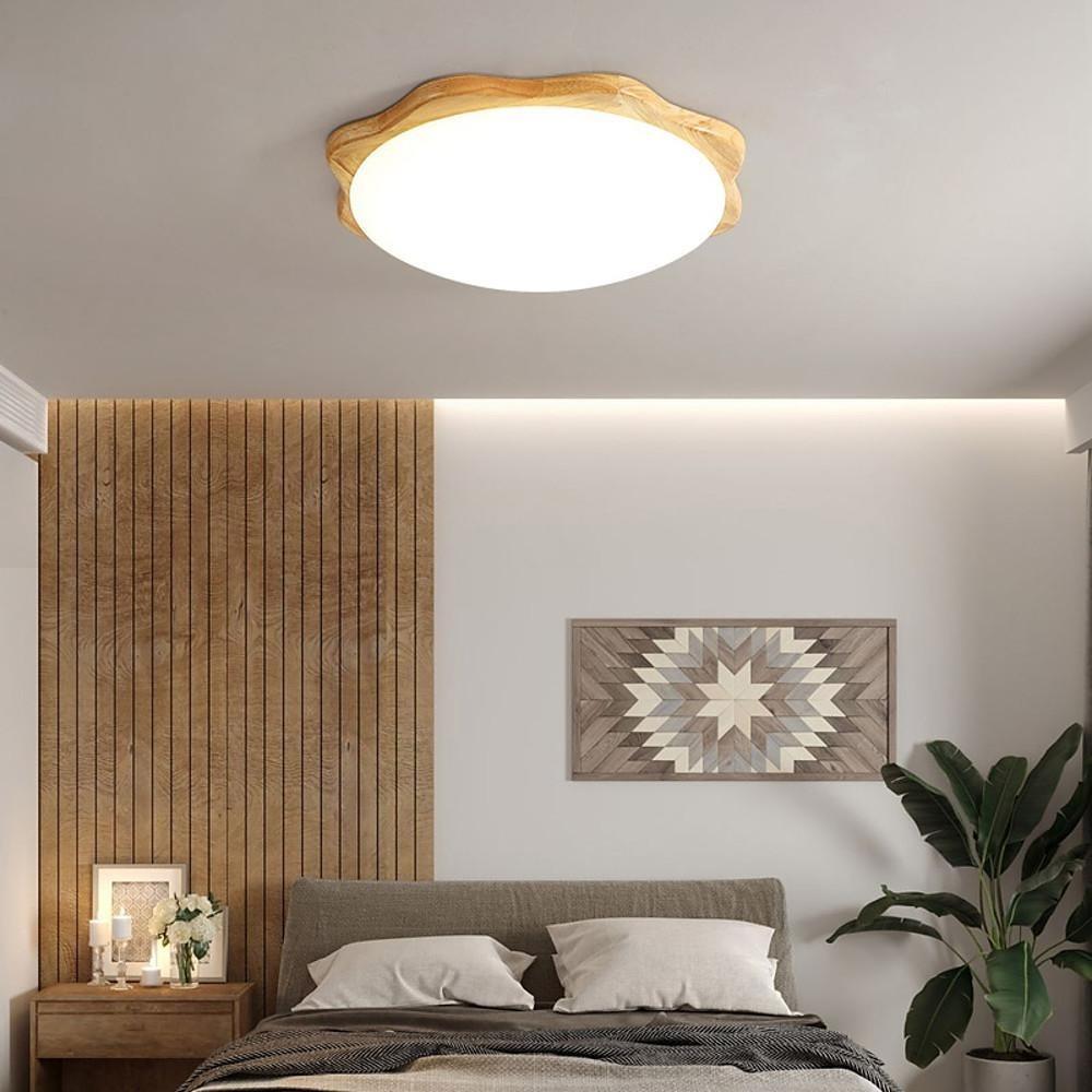 Circles Waves Minimalist Flush Mount LED Wood Ceiling Light