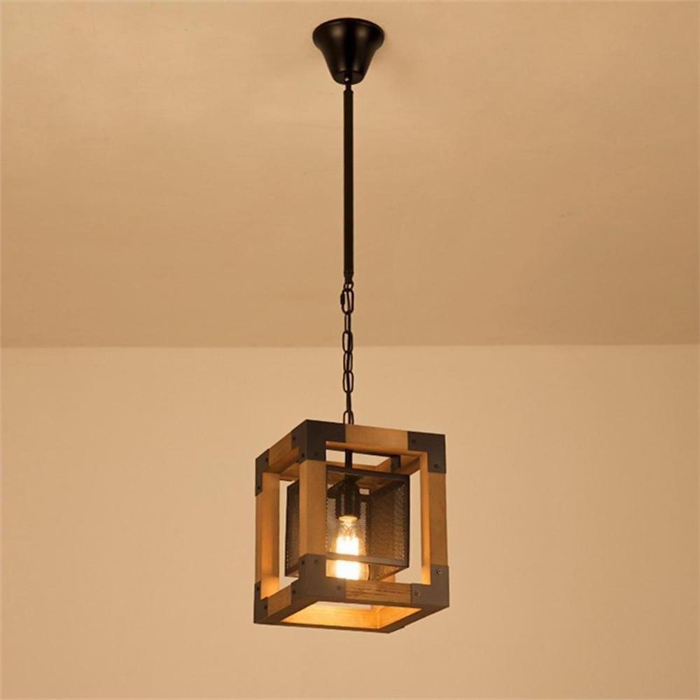 Rustic Industrial Linear Wood & Metal Chandelier