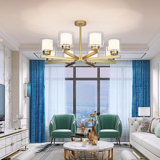 6 Light Glass Candlestick Design LED Modern Chandelier