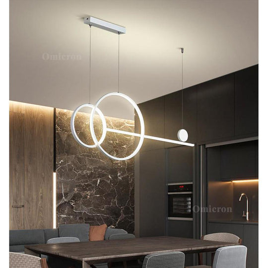 Large Small Circle with Linear Pendant Lighting Modern LED Kitchen Light