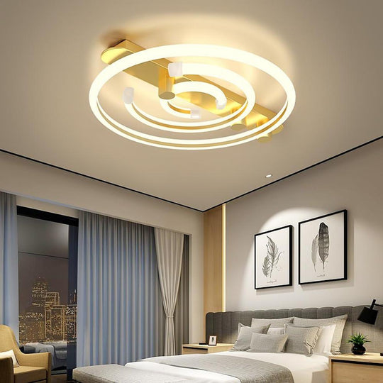 Circular Abstract LED Flush Mount Ceiling Light – Bedroom