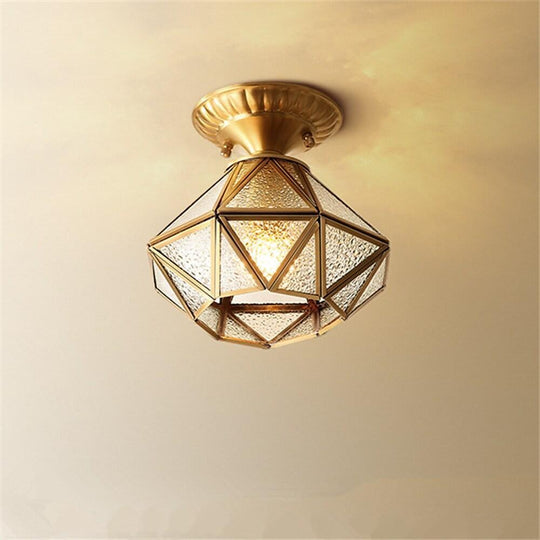 Vintage Lantern Metal Glass Flush Mount Ceiling Light – Industrial Style