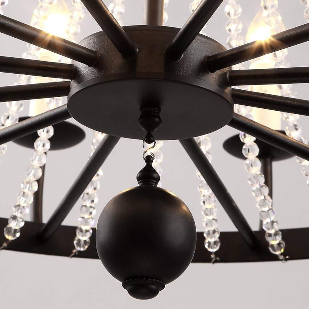 Empire Wagon Wheel Chandelier with Crystal Accents – 8/10/12 Lights