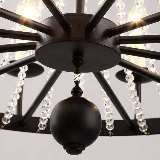 Empire Wagon Wheel Chandelier with Crystal Accents – 8/10/12 Lights