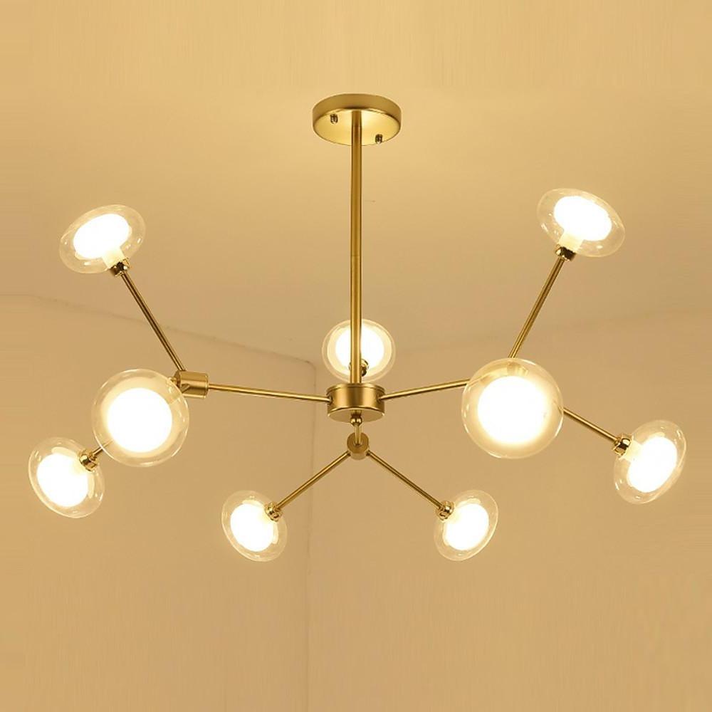 9-Light Glass LED Nordic Sputnik Chandelier – Modern Hanging Ceiling Light
