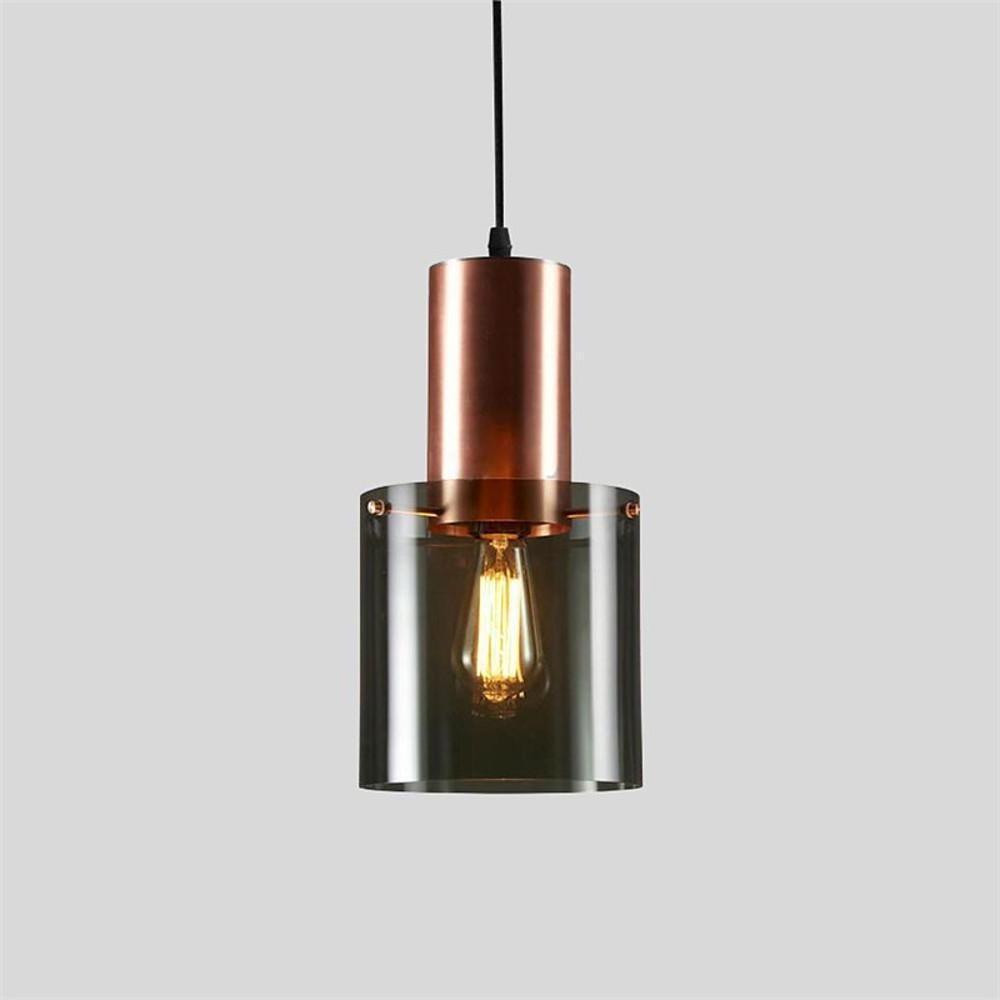 Modernist Cylindrical Glass Industrial Pendant Light