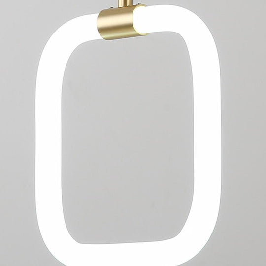 Square Pendant Light Copper Acrylic Geometrical LED Ceiling Light