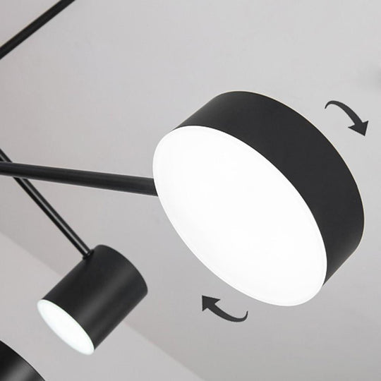 Industrial Sputnik Chandelier – Black Modern Foyer Chandelier with 6 LED Lights