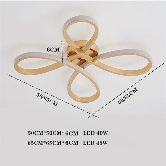 Linear Flower Shaped LED Gold Modern Ceiling Light Flush Mount Lamp