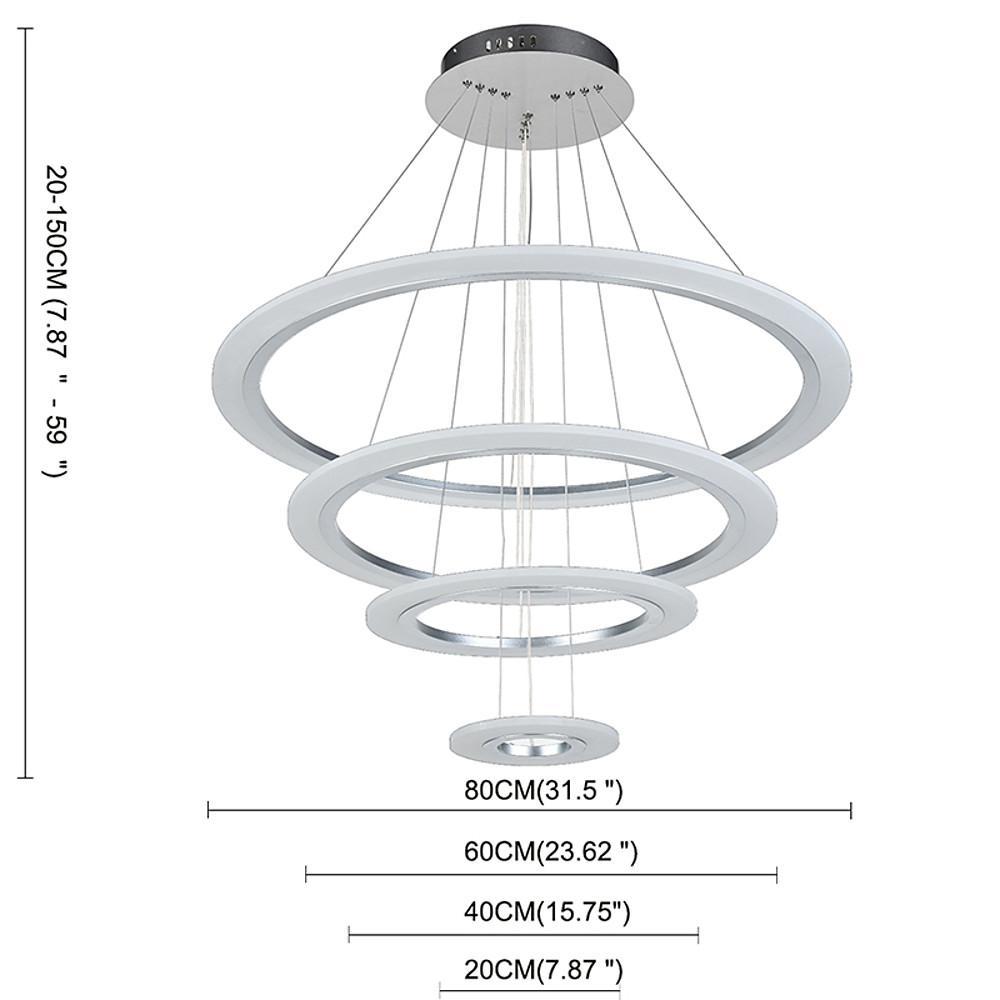 Adjustable 4 Rings LED Modern Chandelier Pendant Lighting